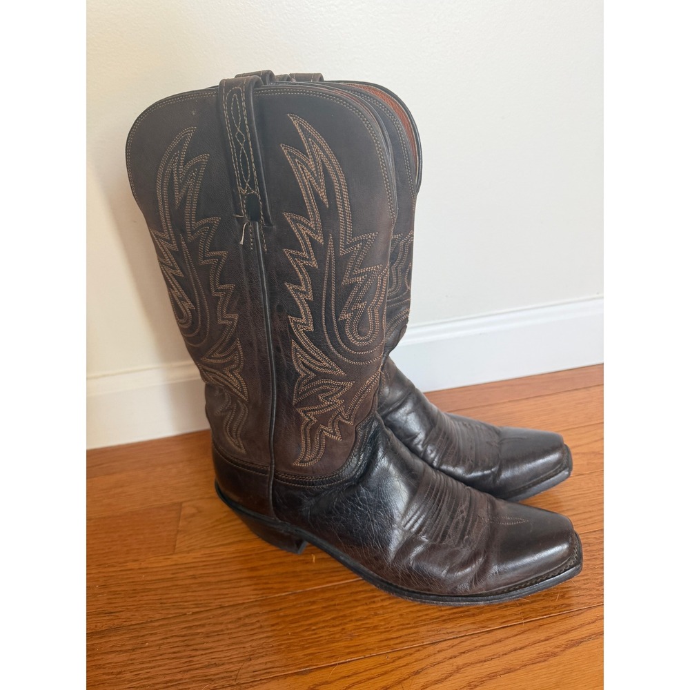 1883 by Lucchese Men's Brown Leather Western Cowboy Boots Sz 10 B Square Toe USA